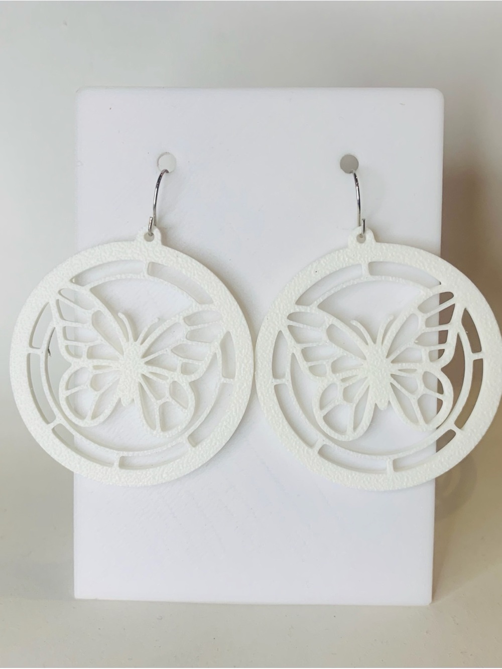 White Butterfly Cutout Hoop Earrings - Women Accessories